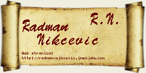 Radman Nikčević vizit kartica
